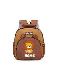 Personalized Mini Patchwork Animal Backpack, Custom Name Bear Dinosaur Giraffe Lion Bag, School And Travel Backpack With Chain Clasp Design - Black - View 3