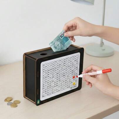 Shopping do MDF Caixa Cofre Desafio 10000 5000 1000 Woodbox Cofrinho Caixa de Dinheiro Poupança Cofre de Moedas