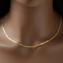 1pc Minimalist Style 14k Gold Plated Copper Alloy Splicing Chain Necklace, Suitable For Daily Wear - Gold 1 - View 6