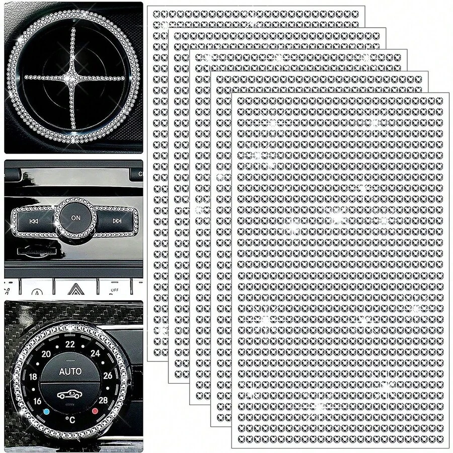 1 pièce Autocollant de diamant blanc 4 mm, autocollant de diamant fait main auto-adhésif convenant à la décoration intérieure de voiture - Autocollants en strass - Voir 1