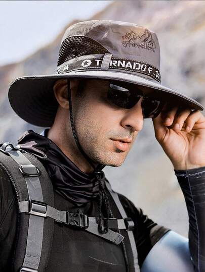Men's Breathable Sun Hat For Outdoor Fishing, Hiking, Traveling, Cycling, Large Brim Bucket Hat For Sun Protection, Spring/Summer