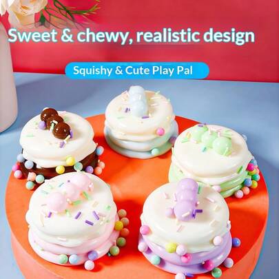 新款豆浆舒芙蕾逼真软萌捏捏乐玩具，柔软弹力，缓解压力，适合办公室使用，生日、节日、圣诞节礼物佳选。