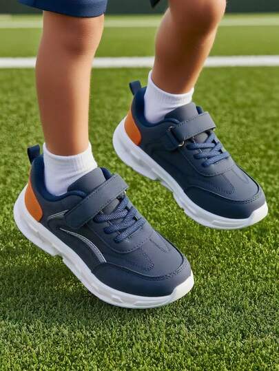 Boys' Fashion Sports Shoes, Outdoor Casual Sneakers, Anti-Slip Soft Comfortable, Dual-Color Patchwork Design Versatile, Suitable For Various Occasions