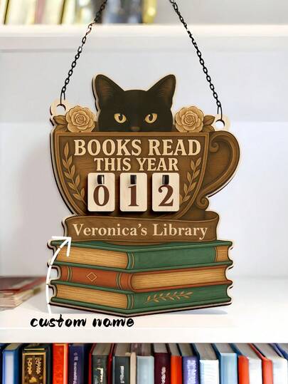 1 قطعة لوح متتبع قراءة الكتب الشخصي - لوح تقدم القراءة، عداد خشبي "الكتب المقروءة هذا العام"، عداد رف الكتب، ديكور محبي الكتب، هدية للقراء وعشاق الكتب، هدية شخصية، هدية عيد الميلاد، ديكور عيد الميلاد، مناسب للمدرسة والمكتبة والفصل الدراسي والمعلمين والطلاب