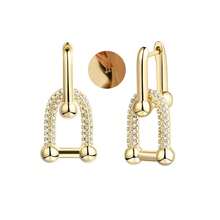1 Pair New U-Shaped Minimalist Lightweight Women's Earrings With Synthetic Zirconia Stone And Horseshoe Clasp - Horseshoe Buckle - View 5