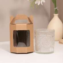 12pcs Small Octagonal Transparent Display Box, White/Pink Optional, Foldable Gift Box With Viewing Window For Glassware, Candles, Dried Flowers, Retail Packaging For Holiday, Birthday, Party - Showcase Box - View 3