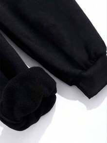 Comfortable Basic Plain Fleece Set For Gym And Everyday Wear - Art Streetwear, Urban Culture, Street Fashion, Street, Graffiti, Skater, Unisex, Men's And Women's, Sweatshirt, 50% Cotton 50% Polyester, Premium Streetwear Top, New Release, Immediate Shipping, Various Colors!! - 黑色 - 查看 5
