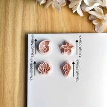 4pcs Summer Ocean Animal Polymer Clay Cutters, Seashell Starfish Shaped Polymer Clay Cutter Molds For Earrings, Brooches, Pendants, High Precision Polymer Clay Or Ceramic Molds - Apricot - View 2