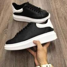 Men's Low-Top Sneakers - Black/White Casual Shoes For All Seasons With Round Toe & PVC Sole, Breathable Lace-Up Upper (No Bulky Material) - Versatile Style For Street, Sportswear And Casual Wear - Minimalist Unisex And Durable Footwear - 黑色 - 查看 6