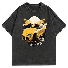 JDM Supra MK5 GR Daisy Flowers 2JZ Stance Graphic T-Shirt T-Shirt - màu đen - Xem 1