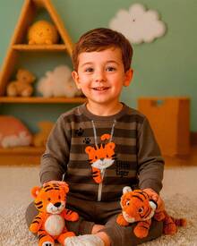 Cute Tiger Striped Children's Fleece Set - A0003 - 查看 2