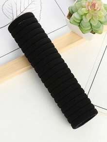 50-200个简约黑色弹力无缝发圈，适合女性日常使用，可用于扎马尾辫和其他发饰，沙滩发夹，波西米亚风发夹，度假发饰，沙滩发爪，夏季穿搭，旅行，生日礼物 - 黑色 - 查看 5