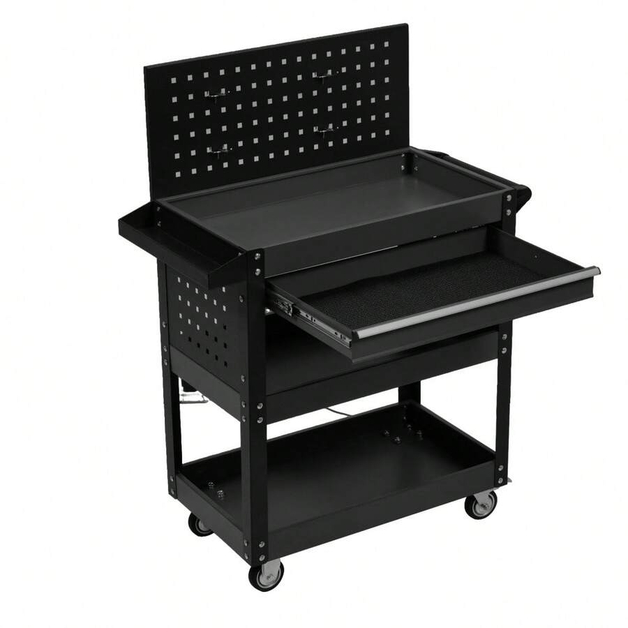 ツールキャビネット ツールワゴン ツールカート工具カート ロールキャビネット スチール ローラーキャビネット ハンドル 耐荷重150KG フック付  引き出し 有孔ボード付き 鍵付き キャスター付き ロック付き 新作【ブラック】 - 1 - チェックする 1