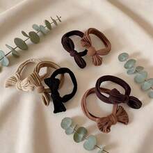 20pcs Milk Coffee Brown Bowknot Hair Bands - Multifunctional High Elastic Hair Ties, Sweet Knot Design [OPP Bag Packaging, No Card] Ponytail Holders Hair Rubber Bands Scrunchies Hair Rope Beauty Home Hair Accessories - Multicolor - View 6