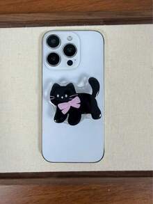 1 pieza Soporte de teléfono adhesivo con gato negro lindo, soporte de escritorio retráctil y cómodo adecuado para todos los teléfonos - Negro - Ver 3