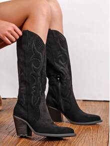 Fashionable Women's Western Boots For Spring And Summer - Black - View 4