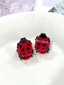 2pcs Cute Acetate Insect Mini Hair Clips, Bee & Ladybug Design Hair Claws For Bangs & Sides - Multicolor - View 6
