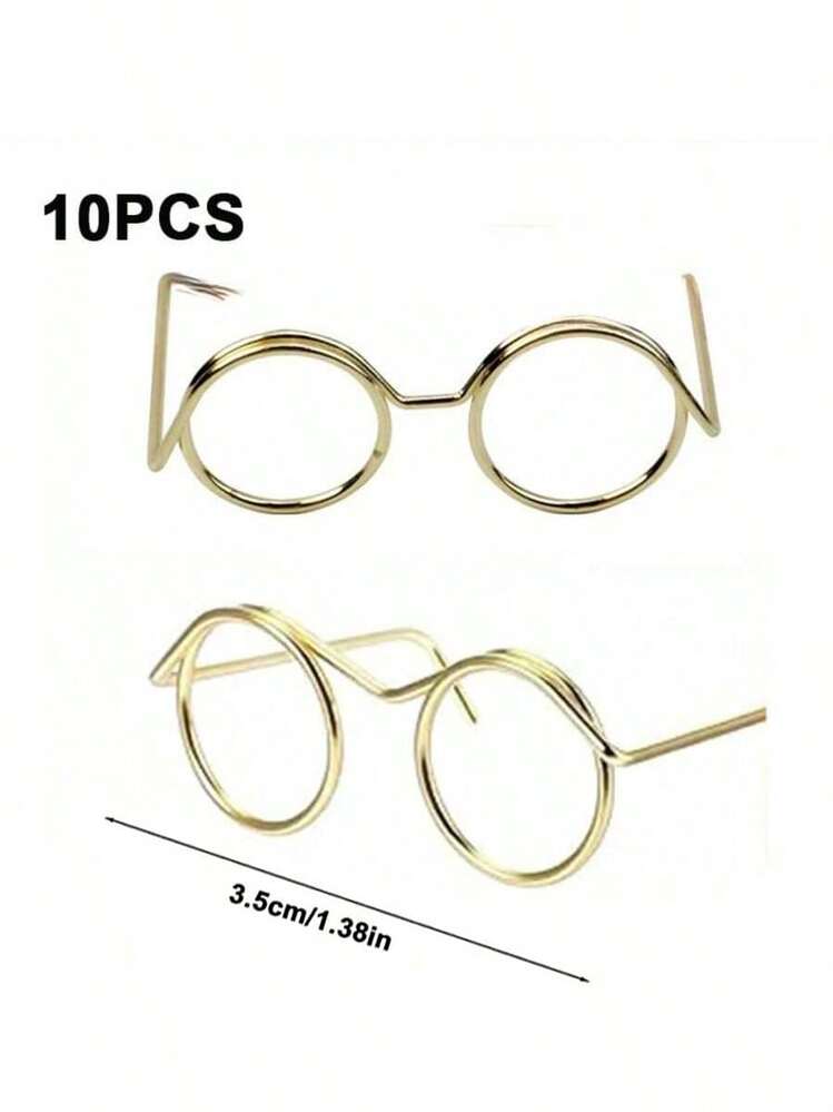 10 piezas de Minigafas, Adecuadas para Muñecas - Gafas de Metal, Se Pueden Usar para Manualidades DIY y Fotografía, Diversos Colores, Ideal para Artesanías, Decoraciones Creativas, Decoraciones de Fundas de Teléfono y Decoraciones Navideñas. - Multicolor - Ver 16