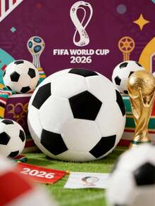 1 Peça Almofada Decorativa da Copa do Mundo 2026, Almofada de Sofá da Copa do Mundo, Almofada Redonda Fofinha de Futebol e Basquete, Almofada Decorativa para Sala de Estar e Quarto, Decoração para Casa, Festa e Casamento - Preto e Branco - Visão 2
