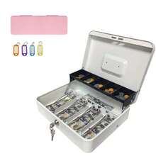 HOMEYUER Locking Cash Box With Lock,Money Box With Cash Tray,Lock Box With Key,Money Saving Organizer,11.81Lx 9.45Wx 3.54H Inches - Xem 11