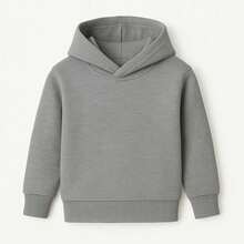 Hooded Sweatshirt And Pants Set, Flannel Lined, Unisex, Boy/Girl, Warm Cotton - 灰色 - 查看 3