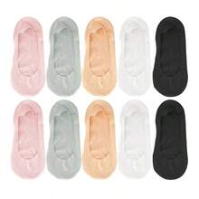1/5/10 Pairs Women Anti-Slip Invisible Socks, Super Thin Breathable Ice Silk Low-Cut Casual Socks For Summer - Multicolor - View 18