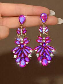 Mẫu mới năm 2026: 1 đôi bông tai đính đá pha lê lấp lánh sang trọng, màu chuyển sắc, rất phù hợp cho phụ nữ đeo hàng ngày, đi nghỉ mát, dự tiệc, tiệc cưới, hẹn hò, tiệc tùng. - Bông tai MS420 - Xem 15