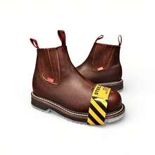 Botin De trabajo Casco Acero Piel Cosido Hombre Caoba Boots suela hielo doble densidad - Café - Ver 8