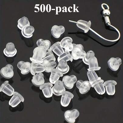 500pcs Transparent Earring Back Clasps - Silicone Material Secure Fit, Suitable For Pierced Earrings, Jewelry Making, DIY Crafts - Compatible With Earrings, Pendants, Hoop Earrings - (500pcs Set) - Suitable For Beginners And Professionals, Earring Accessories, Craft Supplies | Smooth Texture Crafters | Earring Backs | Minimalist Design | Flexible Material | Professional Quality