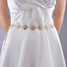 1件波西米亚风金色太阳吊坠腰链，可调节长度，适合搭配连衣裙、海滩旅行、节日造型和日常穿着。 - 彩色 - 查看 5