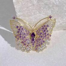 1pc Fashionable Rhinestone Butterfly Brooch, Elegant Clothing Accessory - Multicolor - View 4