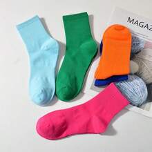 Kit Of 6 Pairs Of Colorful Mid-Calf Socks With Central Elastic – Comfortable – Assorted Colors. - Multicolor - View 5