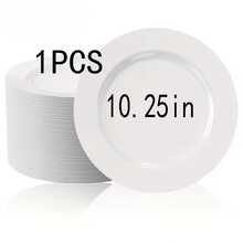 50/25/12pcs Pure White Plate Set, Includes 7.5-Inch Dessert Plates And 10.25-Inch Dinner Plates, Easy To Clean And Reusable, Suitable For Any Occasion. Whether You're Serving Salad, Barbecue, Appetizers Or Desserts, These Elegant Pure White Plates Can Meet All Your Needs. - White - View 20