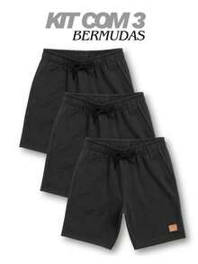 Set Of 3 Boys' Cotton Fleece Shorts With 2 Large Pockets - Gray/gray/gray - View 2