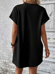 Customized Women's Dress - Can Customize LOGO, Floral Pattern, Photo, Valentine's Day, Mother's Day, Gift For Wife, Mom, Customize Name Black Summer - Black - View 6