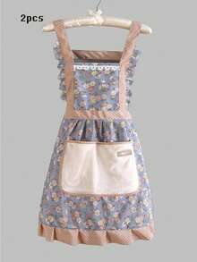 1pc Women's Apron, Wipe-Clean Kitchen Apron, New Fashion Princess Cooking Apron (Color May Vary Slightly Due To Different Batches, But Quality Remains The Same) - Multicolor - View 26