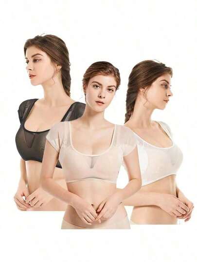1pc Mesh Camisole With Washable Underarm Sweat Pads, Invisible Plus Size Breathable Sweat Absorbing Pads, Thin Vest, Sweat-Absorbing Camisole, Suitable For Underarm Sweat Protection For Women/Girls, Applicable To Underarm And Shoulder, Quick-Drying, Suitable For Travel, Sports, Outdoor, Summer Body Care Products, Stickers, Valentine's Day Heart For Boys, Valentine's Day (Supplies) For Women
