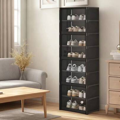 Rangement transparent et robuste pour baskets et bottes pour les couloirs, les salons, les chambres à coucher, chargement et déchargement faciles, gain de place, organisation et rangement de la maison, étagère à chaussures avec couvercle, organisateur de rangement d'étagère à chaussures, meuble à chaussures pour l'entrée, étagère à chaussures, armoire de rangement pour chaussures, organisateur de couloir, organisation de la chambre, design transparent, étagère à chaussures moderne, construction, cadre robuste, étagère à plusieurs niveaux