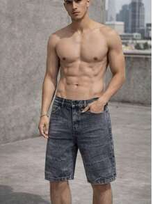 Men's Denim Bermuda Shorts Without Rips, Summer Fashion, Premium Spring And Summer Line - Lavagem Preto Sem Rasgada - View 2