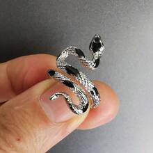 蛇形时尚戒指，简约优雅釉面，女士时尚配饰，百搭饰品 - 戒指 - 查看 10