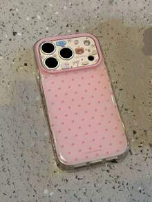 Niche Ins Polka Cute Camera Pattern Phone Compatible With 16/17 Pro/ 15 Pro, Women's Full Coverage Anti-Drop Protective Cover Compatible With 14/13 - White - View 12