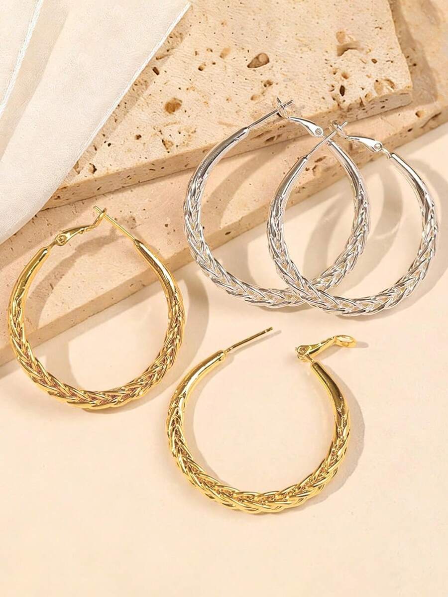 1 Pair Pretty Hoop Earrings For Women For Wedding Anniversary Engagement Party Jewelry Valentine's Day Gift - 1# - View 1