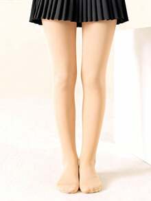 1 件装儿童纯色高密度紧身连裤袜女童芭蕾舞长袜 - 杏色 - 查看 8