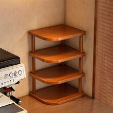 1pc Retro Multi-Tier Corner Shelf, Simple Cup Rack, Kitchen Corner Spice Rack, Multifunctional Desktop Corner Organizer Rack, Office Desk Shelf, Bathroom Vanity Storage Rack - Storage Shelf, Suitable For Kitchen, Living Room, Bedroom, Bathroom And Vanity - View 4