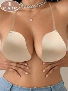 1 Pair Wing-Shaped Invisible Bra Straps - Self-Adhesive Soft & Breathable, Suitable For Dresses, Wedding Gowns And Daily Wear - Multicolor - View 1