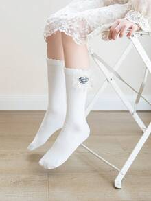 1 Pair Kids Socks With 3D Mesh Bow, Black & White Color Options, Breathable & Skin-Friendly, Suitable For 3-12Y Girls, Sweet Style For Daily Wear, Dresses, JK Uniforms, Dates, Casual Outings - Black and White - View 13