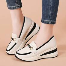 Giày thể thao đế xuồng thoải mái mới dành cho nữ, kiểu dáng retro tối giản, chống trơn trượt. - Be - Xem 3