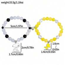 SNOOPY 1套/2件装磁性史努比友谊手链，卡通人物手链，男女通用，节日/情人节/新年礼物（随机款式） - 彩色 - 查看 8