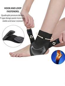 2 piezas Tobillera elástica, Soporte de tobillo ajustable con compresión, Vendaje de tobillo transpirable, Adecuado para hombres y mujeres en fitness, levantamiento de pesas, entrenamiento de fuerza, correr, baloncesto, recuperación de lesiones deportivas, alivio del dolor articular - Negro - Ver 7