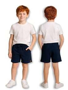 Set Of 3 Boys' Cotton Fleece Shorts With 2 Large Pockets - Navy/grey/caramel - View 5